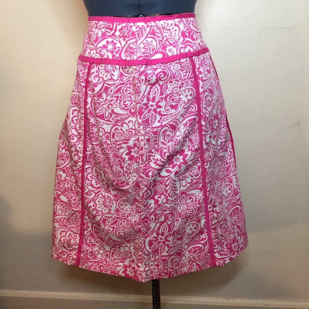 Norton McNaughton Pink and White Paneled Floral Cotton Skirt Size 4